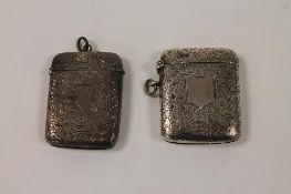 Two silver vesta cases, Chester 1906 & Birmingham 1896. (2) CONDITION REPORT: Good condition, the