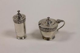 A silver glass lined salt, together with a silver pepper pot, Birmingham 1975. (2) CONDITION REPORT: