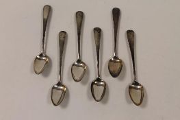 Six silver teaspoons, John Langlands, Newcastle. (6) CONDITION REPORT: Good condition, probably late