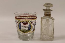 A late eighteenth / early nineteenth century continental glass beaker, together with a cameo glass