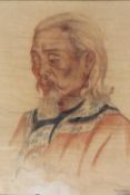 Chinese School : A portrait of bearded Gentleman, colour chalks, indistinctly signed, dated 27/3/39,