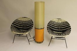 A 1970's Belling multi-function lamp, together with a pair of basket chairs. (3) CONDITION REPORT: