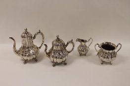 A late Victorian silver plated four piece tea service. (4) CONDITION REPORT: Good condition.