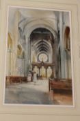 David Morris : The Rose Window, Durham Cathedral, watercolour, signed in pencil, 47 cm x 30 cm,