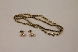 A 9ct gold rope-twist necklace, together with a pair of earrings, 5.4g. (3) CONDITION REPORT: Good