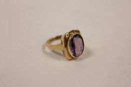 A 9ct gold amethyst dress ring. CONDITION REPORT: Good condition.