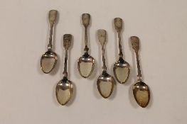 Six silver teaspoons, Lister and Sons,  Newcastle 1864. (6) CONDITION REPORT: Good condition.