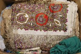 A quantity of vintage linen, cloths, embroidery and clothing. (Q) CONDITION REPORT: Large mixed lot,