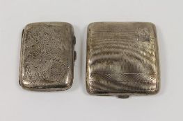Two silver cigarette cases. (2) CONDITION REPORT: Fair condition, marks slightly rubbed.