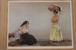 After Sir William Russell Flint : Rosa and Marissa, reproduction in colours, signed in pencil,