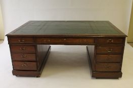 An early twentieth century mahogany partners desk, width 181 cm. CONDITION REPORT: Good condition,