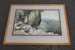 Brian Nolan : Down the creek, Benllech, Anglesey, watercolour, signed, 38 cm x 58 cm, framed.