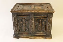 A late nineteenth century continental oak blanket box, width 90 cm. CONDITION REPORT: Good