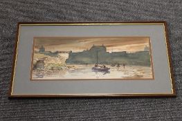 Ronald Lambert Moore : Seaton Sluice, watercolour, signed, 18 cm x 45 cm, framed. CONDITION
