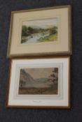 George Oyston : River landscape, watercolour, signed, dated 1917, 18 cm x 26 cm, together with