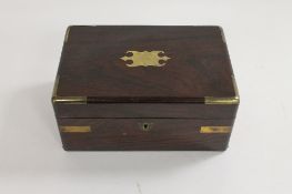 A nineteenth century brass bound rosewood correspondence box, width 24 cm. CONDITION REPORT: Good