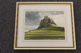 Thomas Manson : Holy Island, watercolour, dated '79, 25 cm x 33 cm, framed. CONDITION REPORT: Good