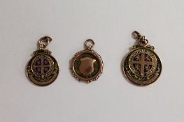 Two early twentieth century 9ct gold Durham Football Association medals, together with one other 9ct