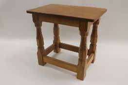 A Robert Thompson of Kilburn 'Mouseman' oak table, height 38 cm. CONDITION REPORT: Good condition.