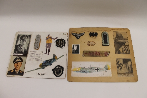 A collage of WW II collectables including a strip of coded link of MG17 from ME109 shot down