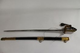 A George V naval officer's ceremonial dress sword by Batson, London, in gilt mounted scabbard,