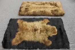 Two late nineteenth century animal fur rugs, lined, 97 cm x 157 cm. (2) CONDITION REPORT: Each