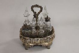 A silver seven bottle cruet, Charles Fox, London 1837. CONDITION REPORT: Very good condition, some