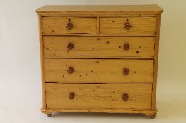 An early twentieth century pine five drawer chest, width 114 cm. CONDITION REPORT: Good condition.