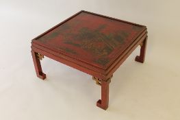 A twentieth century Chinese lacquered low table, width 76 cm. CONDITION REPORT: Good condition.