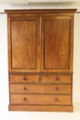 A nineteenth century mahogany linen press, width 141 cm. CONDITION REPORT: Good condition, fitted