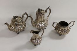 An early nineteenth century four piece Sheffield plated tea service. (4) CONDITION REPORT: Good