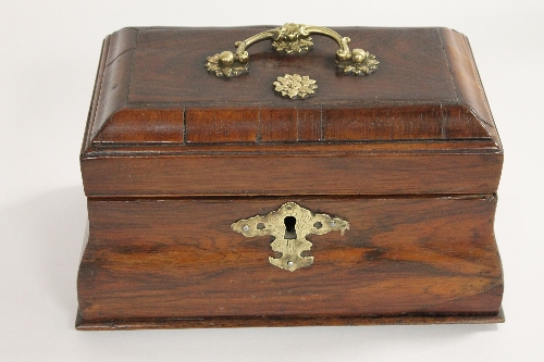 A nineteenth century Dutch walnut ogee shaped tea caddy, width 27.5 cm. CONDITION REPORT: Good