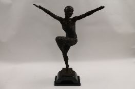 After Demetre Chiparus - A Dancing Art Deco style figure, bronze study on black marble base,