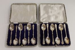 Six silver apostle spoons, Chester 1901, together with six teaspoons, both parts cased. (2)