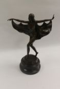 After Otto - An Art Deco style dancer, bronze study on black marble socle, height 46 cm. CONDITION