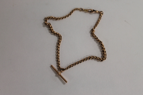 A 9ct gold Albert chain, 32.9g. CONDITION REPORT: Good condition.