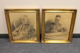 Twentieth century Danish school : A pair of head and shoulder portraits depicting a Gentleman and