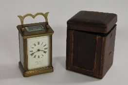 An early twentieth century brass carriage clock, Benetfink & Co. London, cased. CONDITION REPORT: