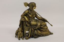 A nineteenth century cast brass figure of Cleopatra, height 24.5 cm. Good condition.