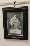 An eighteenth century monochrome engraving depicting Lord Chief Justice court of Bench, 28 cm x 18