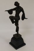 After Demetre H. Chiparus-An Art Deco style dancer, bronze study on marble plinth, height 49.5 cm.