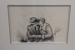 Jeff Rowland : Lost in you, pencil drawing, 26 cm x 36 cm, signed, framed. With the Washington Green