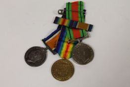 Three World War I defence medals awarded to 201638 Pte. W. Croft. Northumberland fusilier. (3)