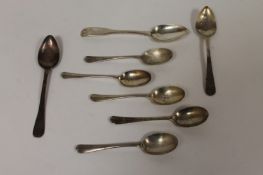 Five silver teaspoons, Sheffield 1925, together with two Newcastle silver teaspoons and an Edinburgh