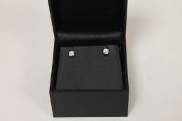 A pair of 18ct white gold diamond stud earrings, each weighs 0.40ct, colour F, VVs-1. Excellent