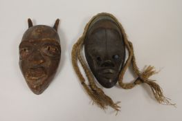 A Dan racing mask, together with a Bamana mask. (2) Good condition, Bamana or Baule mask with some