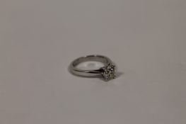A solitaire diamond ring, set in platinum, weight 1.5ct, colour G, clarity Vs-II. Good condition.