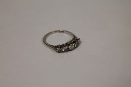 An 18ct white gold five stone diamond ring. Good condition