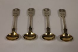 Four silver mustard spoons, Lister & Sons, Newcastle 1861. (4) Good condition, the fronts with