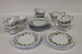 Twenty pieces of Shelley Harebell tea china. (20) Comprising milk jug, sugar basin, six cups, six